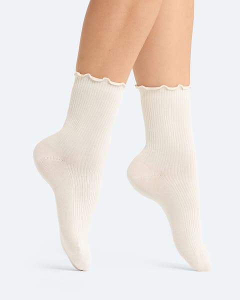 white ruffle top sock.