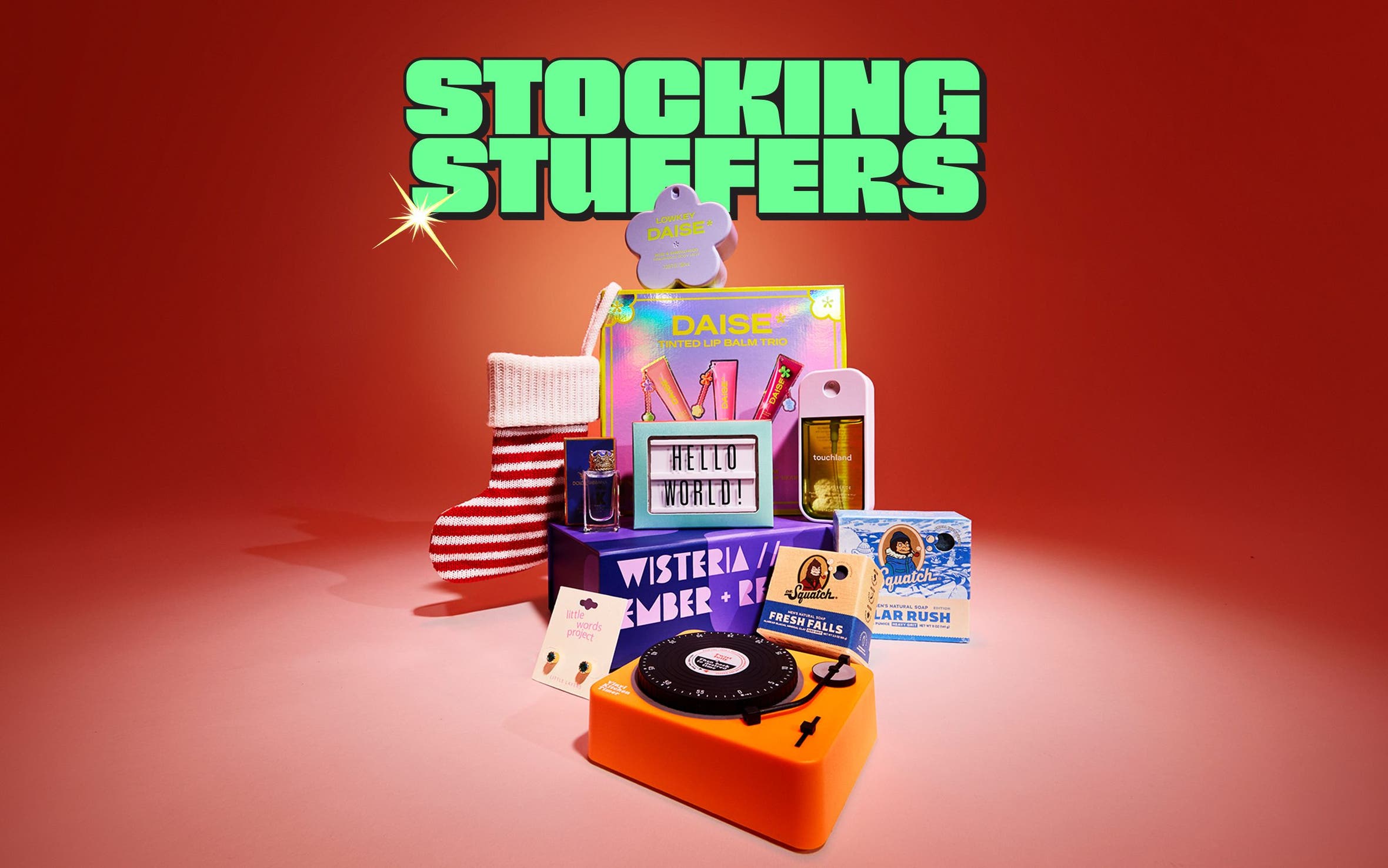 An assortment of stocking stuffers. 
