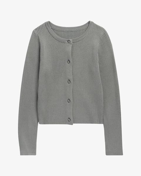 Little girl's grey cardigan.