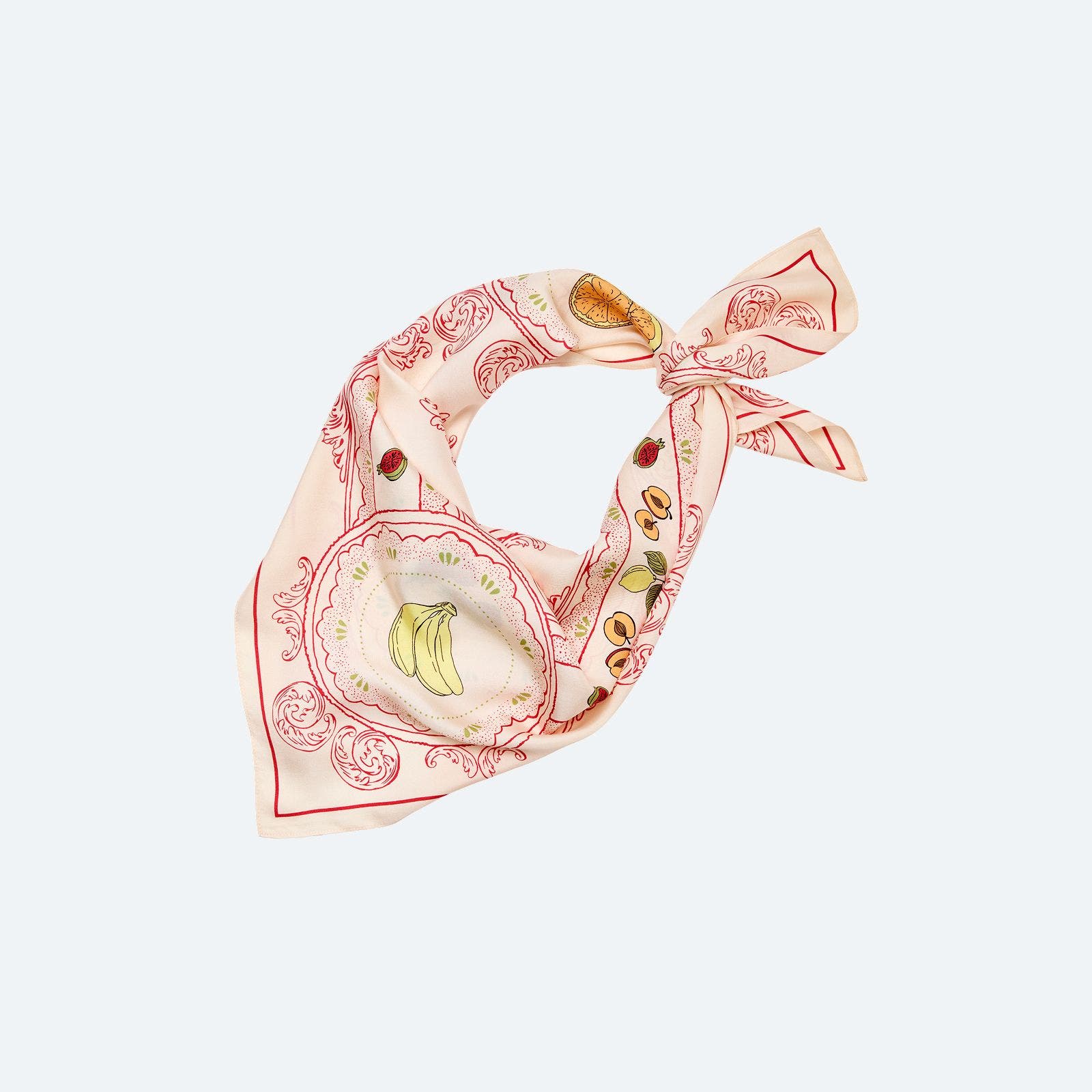 Silk scarf in cream and pink.