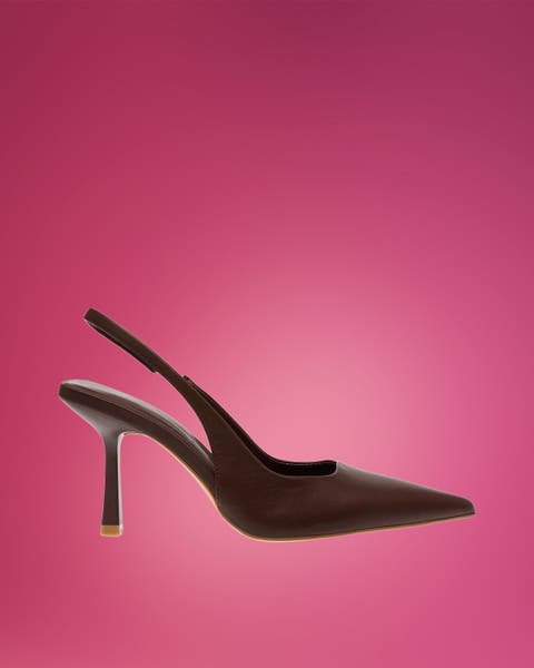A high-heeled shoe.
