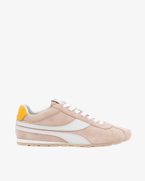 A pink sneaker.