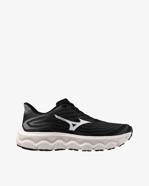 A black running sneaker.