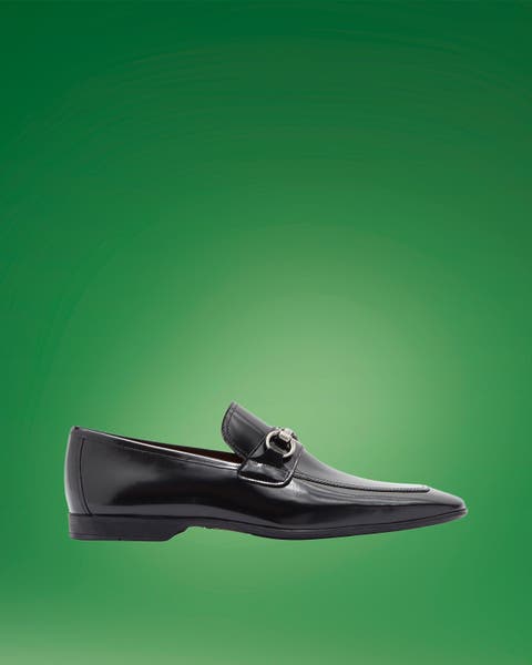 A men's dress loafer.