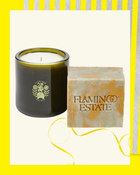 A FLAMINGO ESTATE candle and soap.
