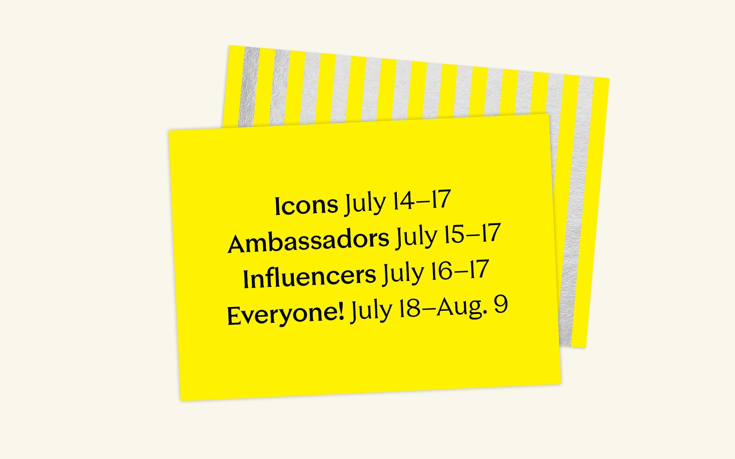 Anniversary Sale shopping dates. 