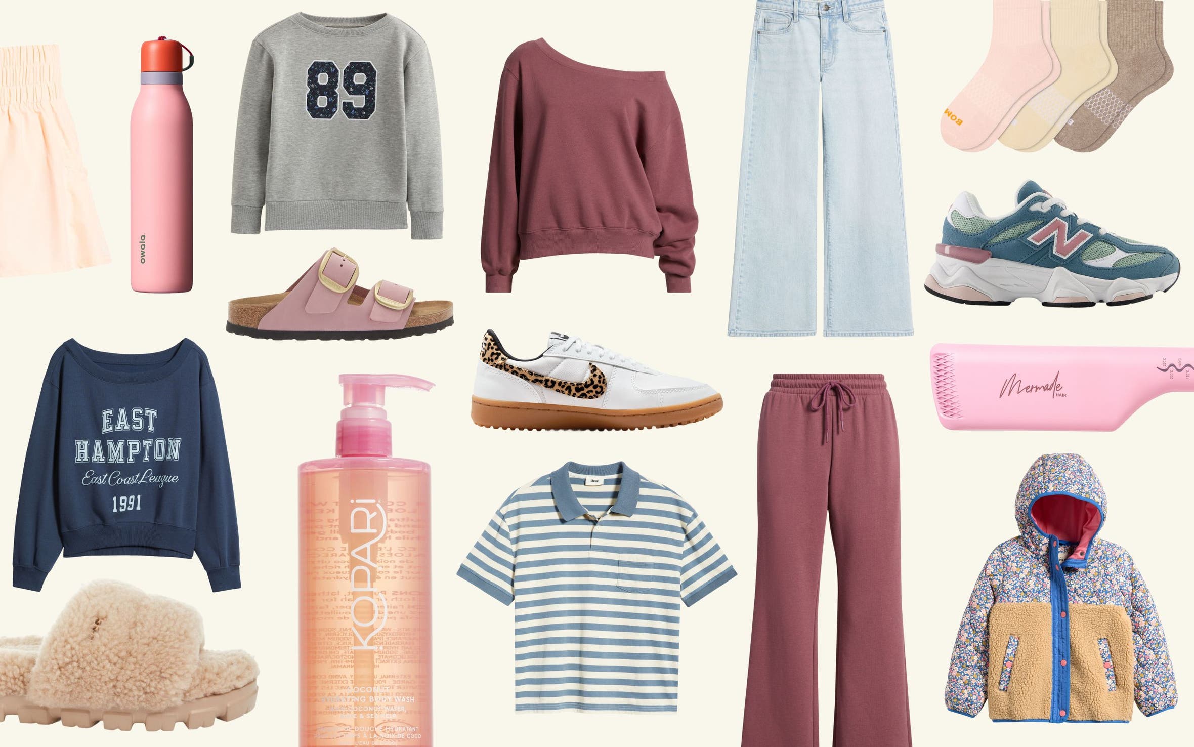 Collage of clothing, shoes and accessories for school.