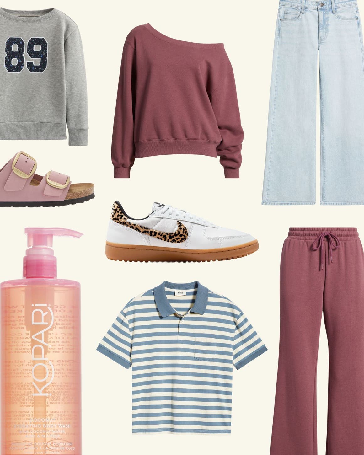 Collage of clothing, shoes and accessories for school.