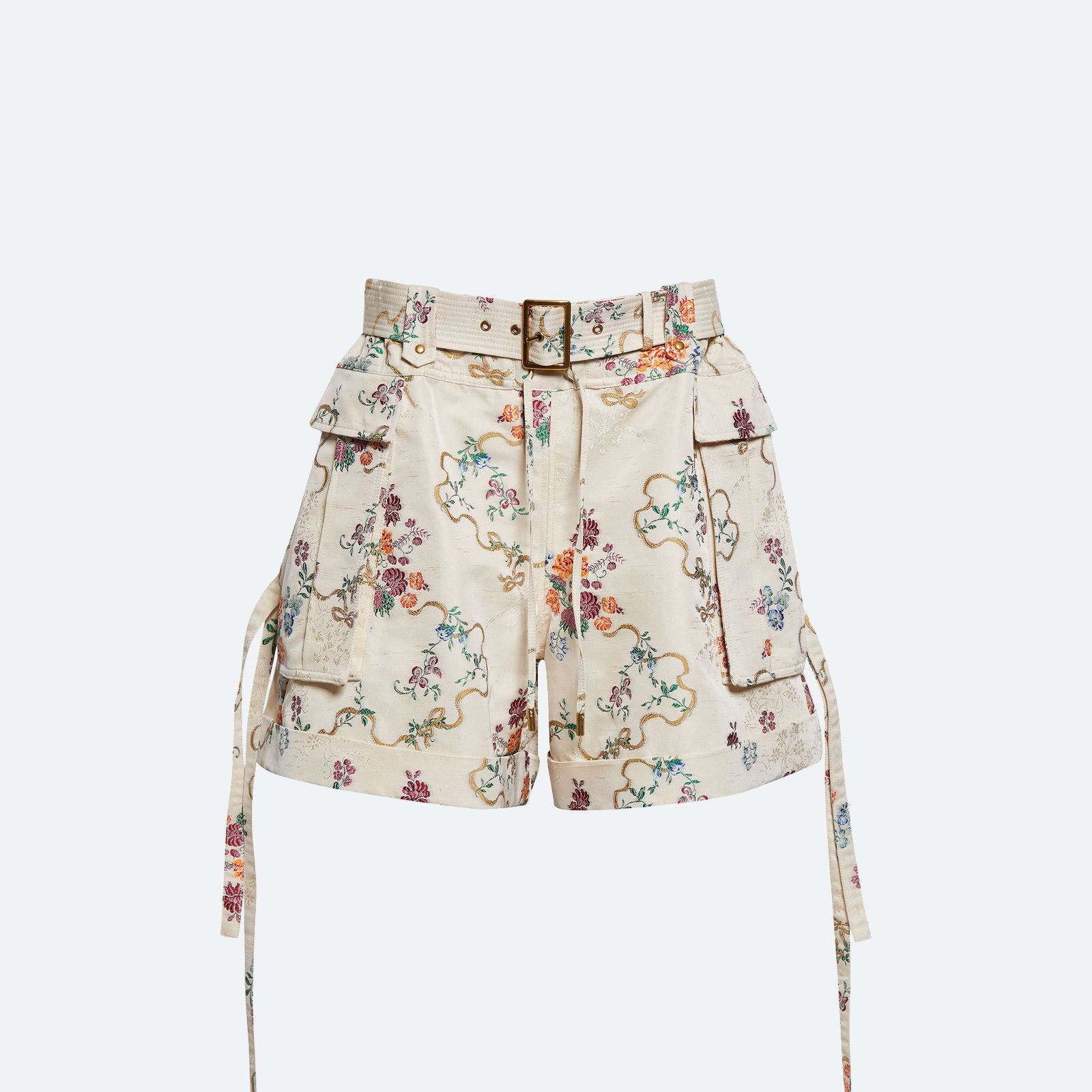 McQueen floral jacquard cargo shorts.