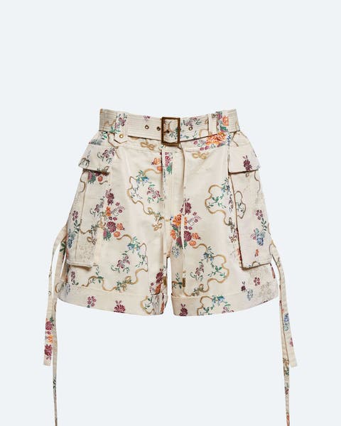 McQueen floral jacquard cargo shorts.