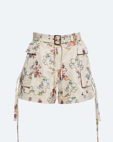McQueen floral jacquard cargo shorts.