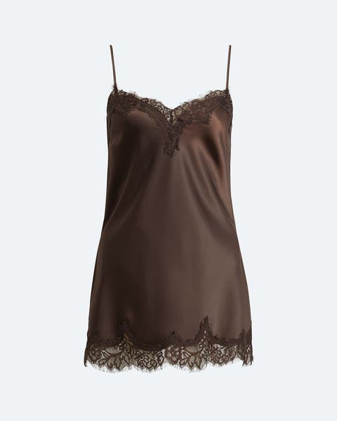 A brown, lacy tank top.