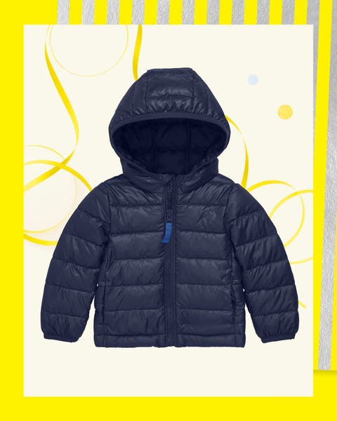 A dark puffer jacket for baby.