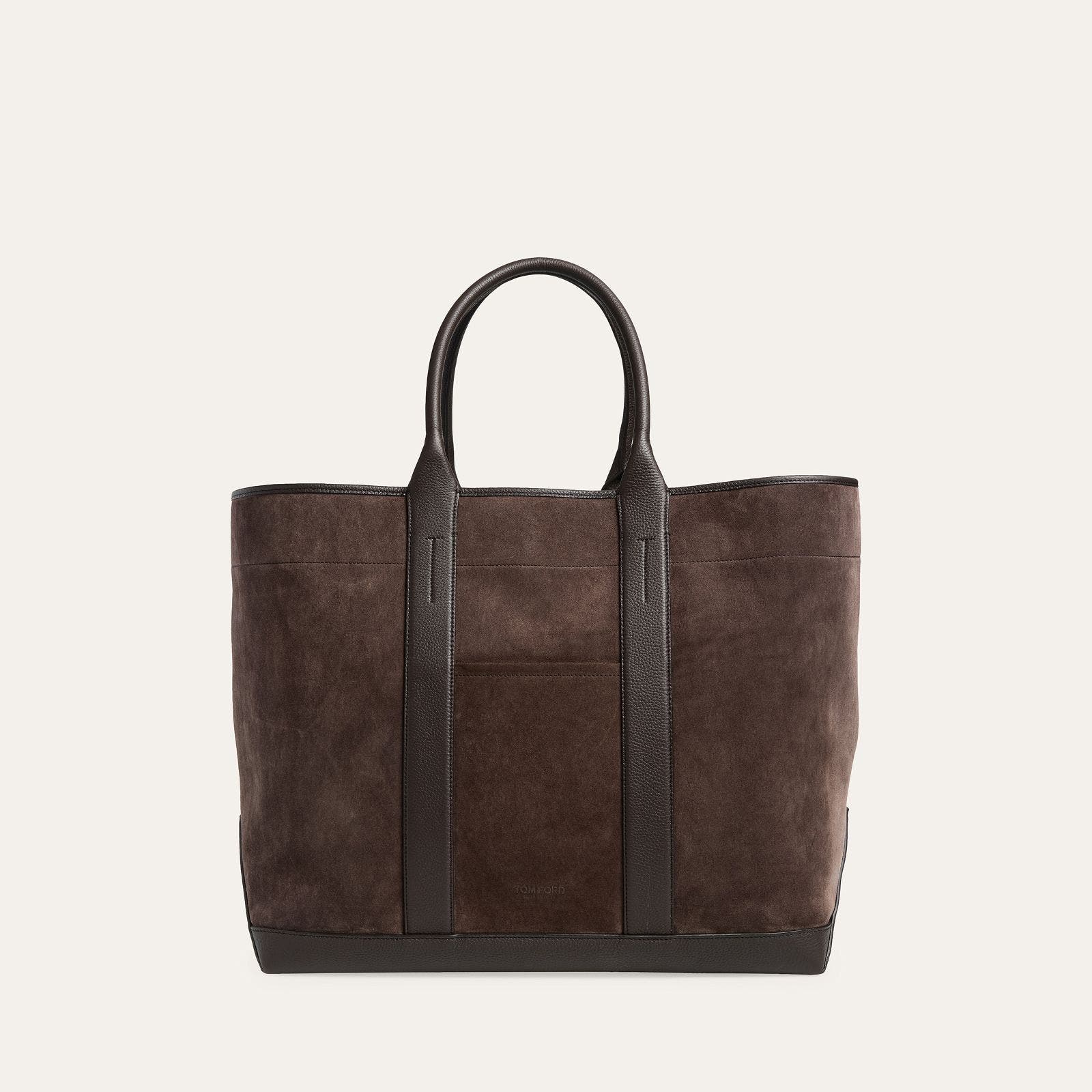 Image of Men's suede tote bag.