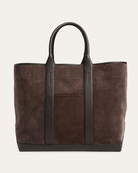 Image of Men's suede tote bag.
