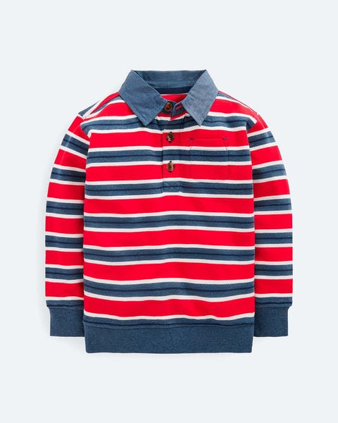A red and blue striped top for little boys.