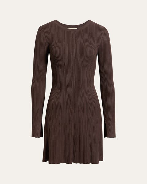 A product shot of a brown dress.