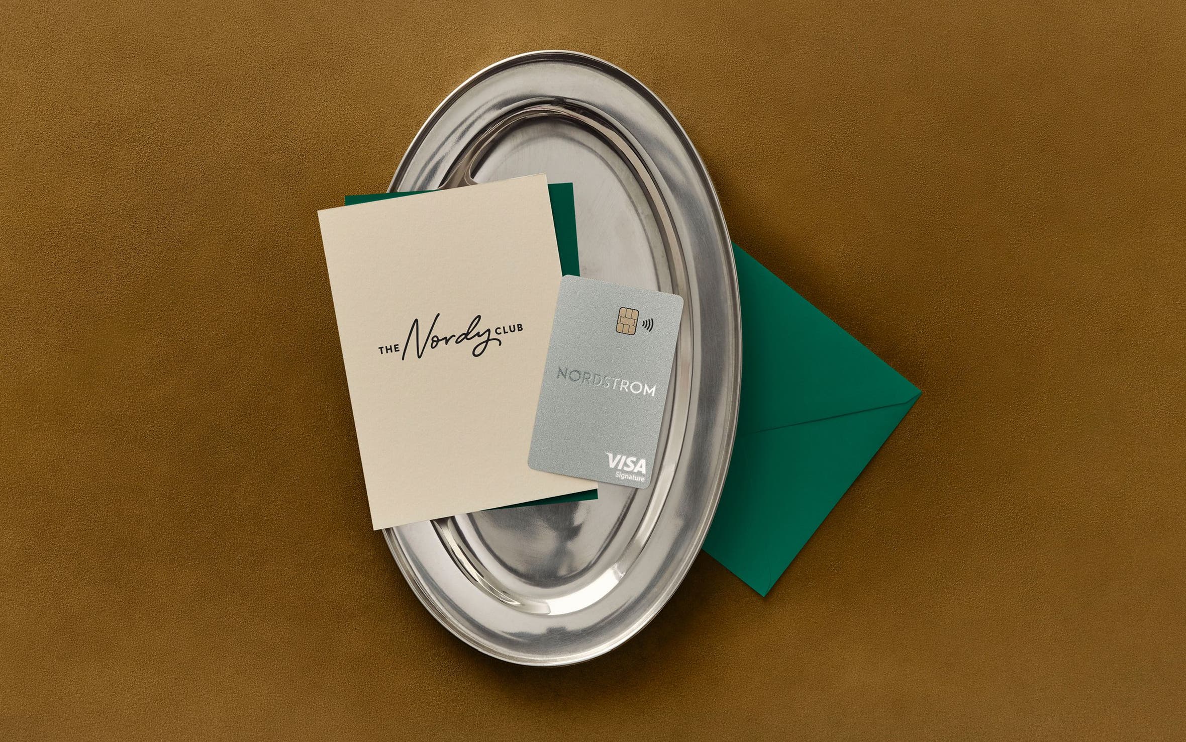 Nordstrom credit card on a platter.