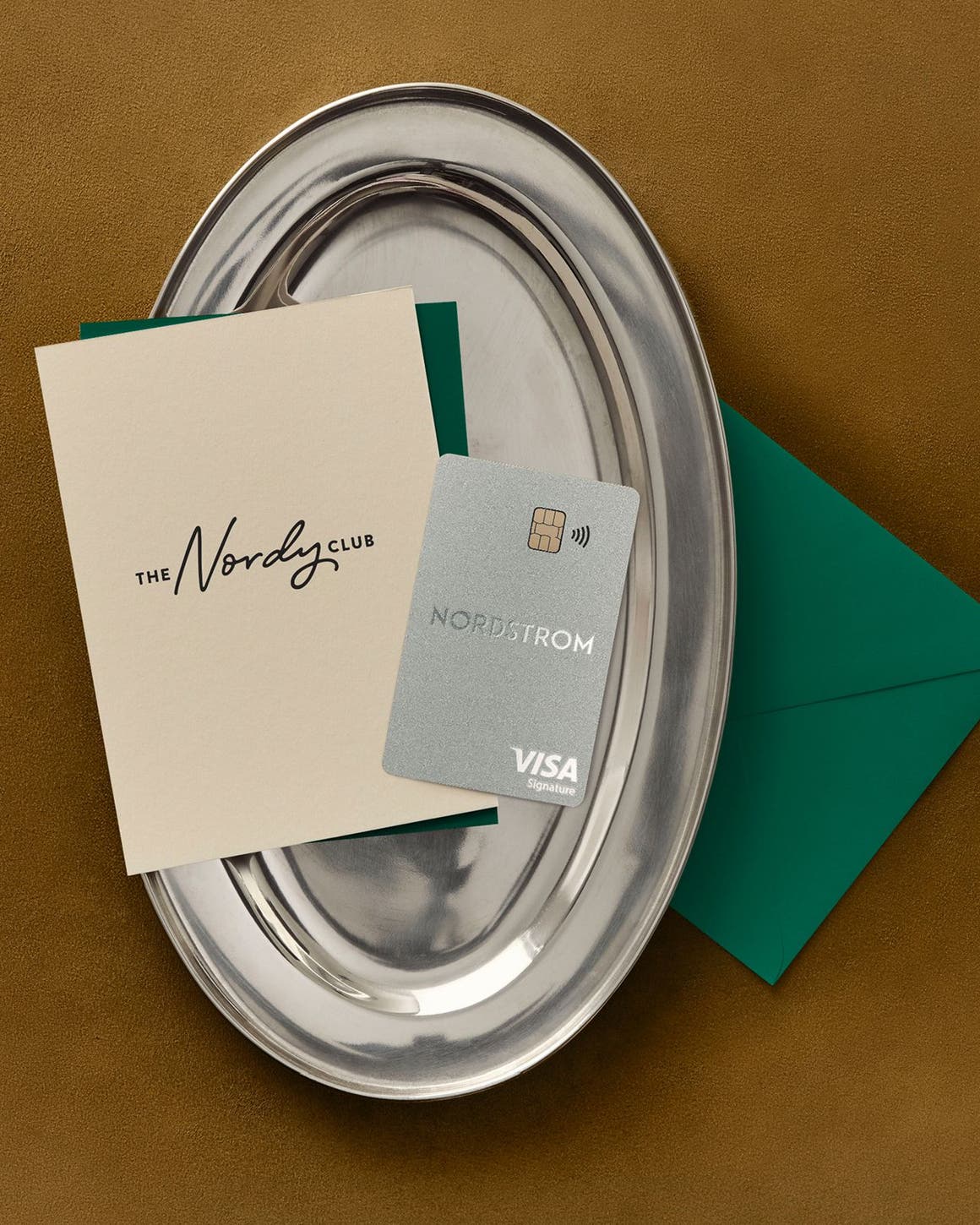 Nordstrom credit card on a platter.