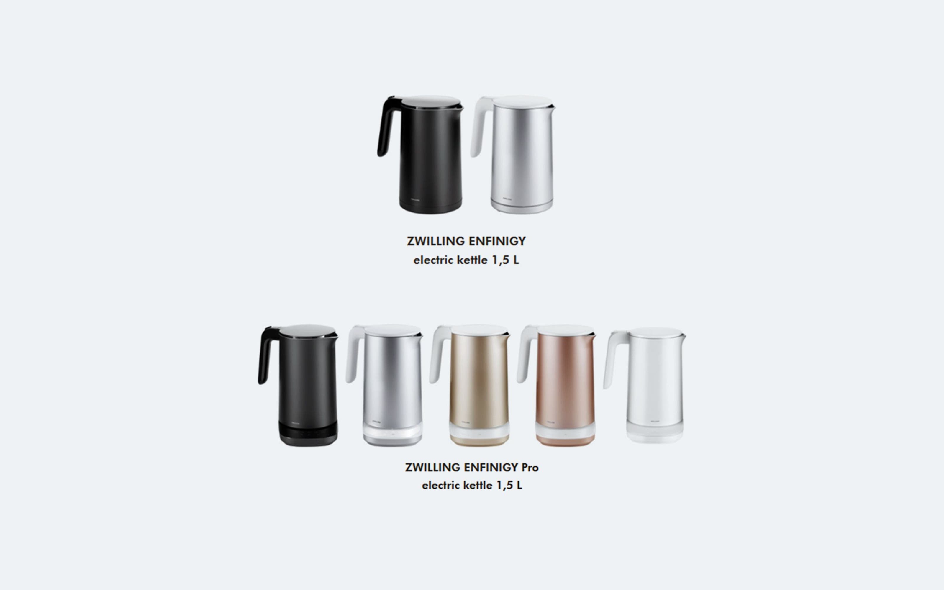 ZWILLING ENFINIGY electric kettle (1.5L) and ENFINIGY Pro electric kettle (1.5L)