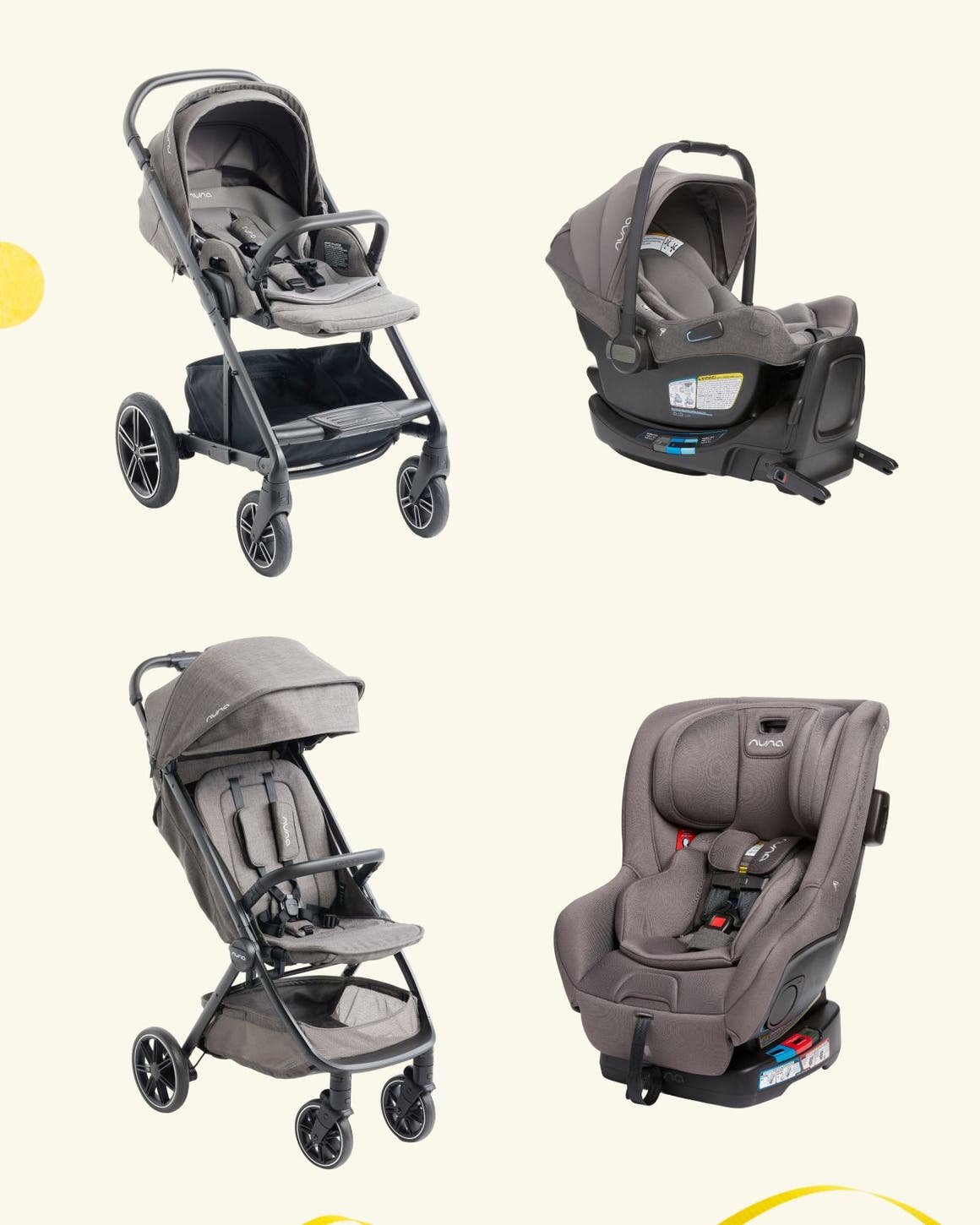 A lineup of Nuna products. 