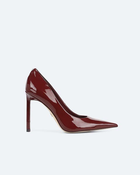 Red patent leather stilettos.