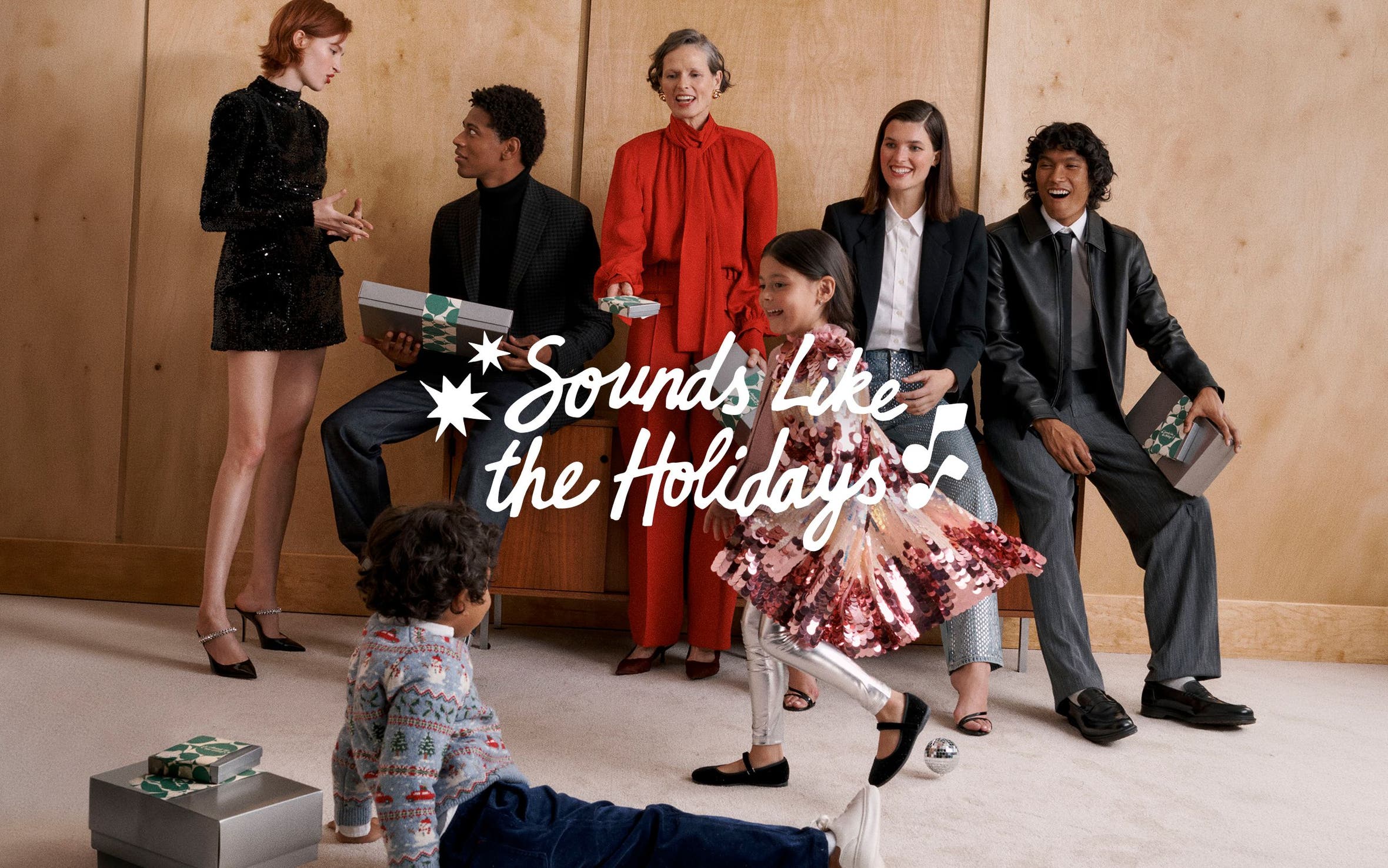 Sounds like the holidays. Men, women and kids with gifts.