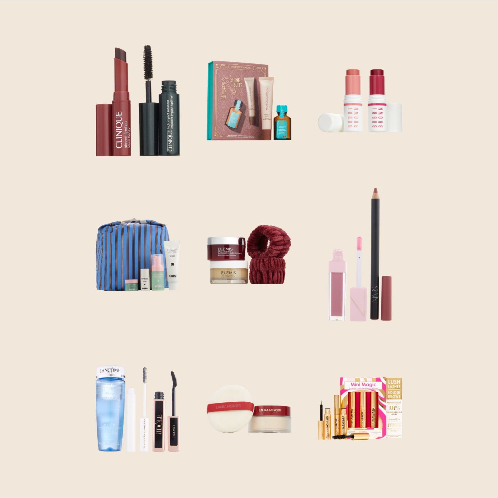 An assortment of beauty products.