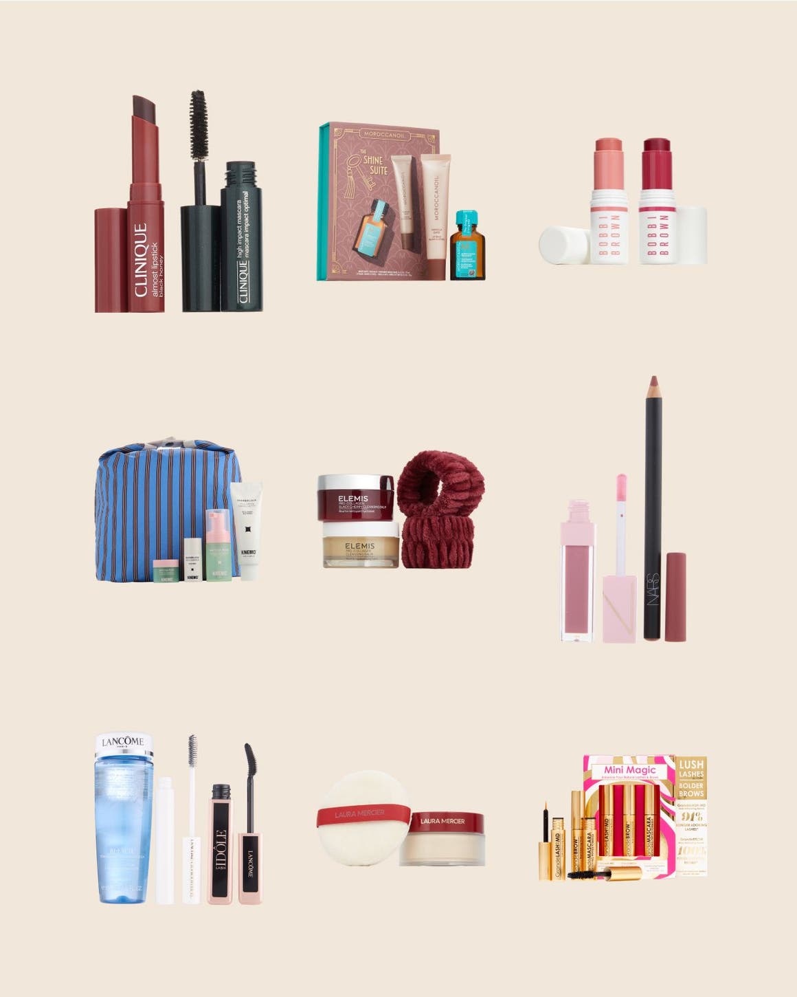 An assortment of beauty products.