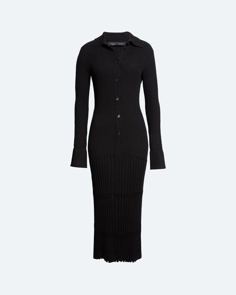 Long black sleeved dress