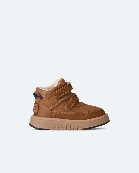 Brown suede Velcro strap booties.