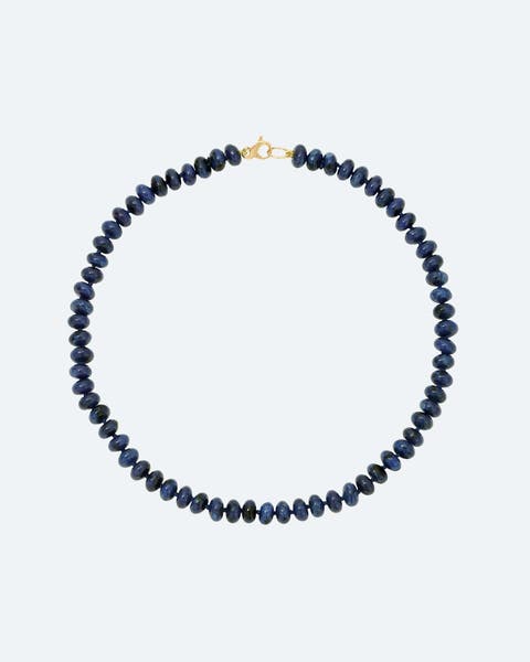 Beaded azure-blue stone necklace. 