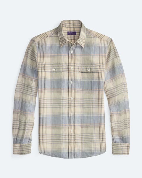 A plaid button-up shirt.