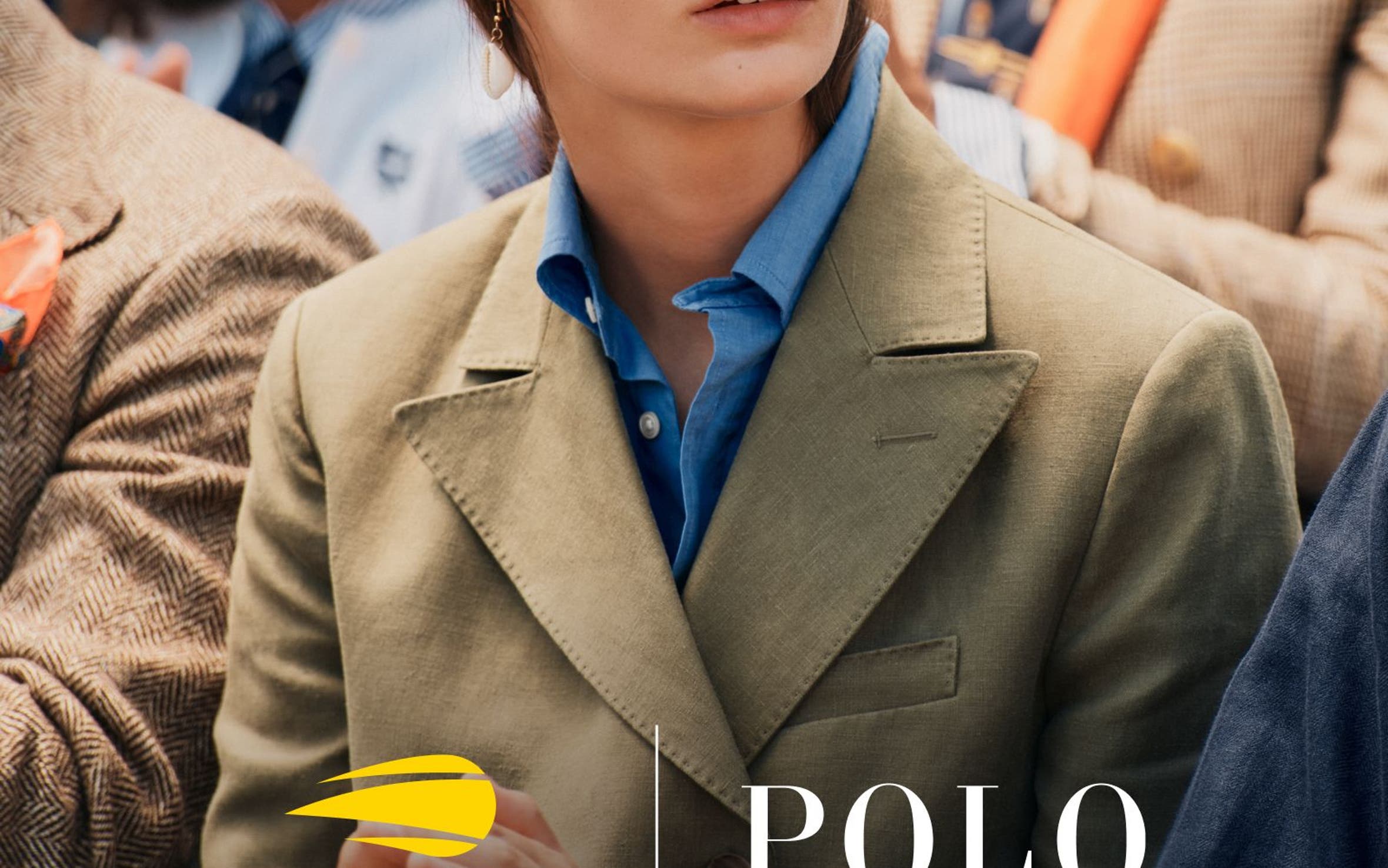 A woman wearing US Open x Polo Ralph Lauren pieces.