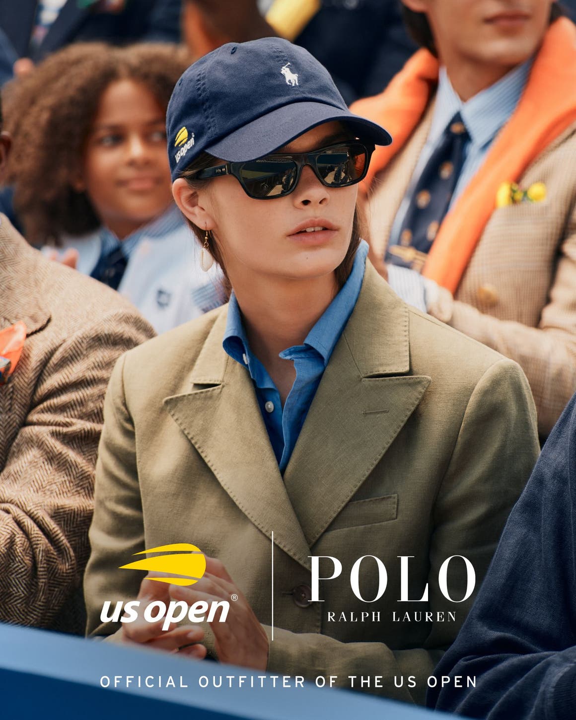 A woman wearing US Open x Polo Ralph Lauren pieces.
