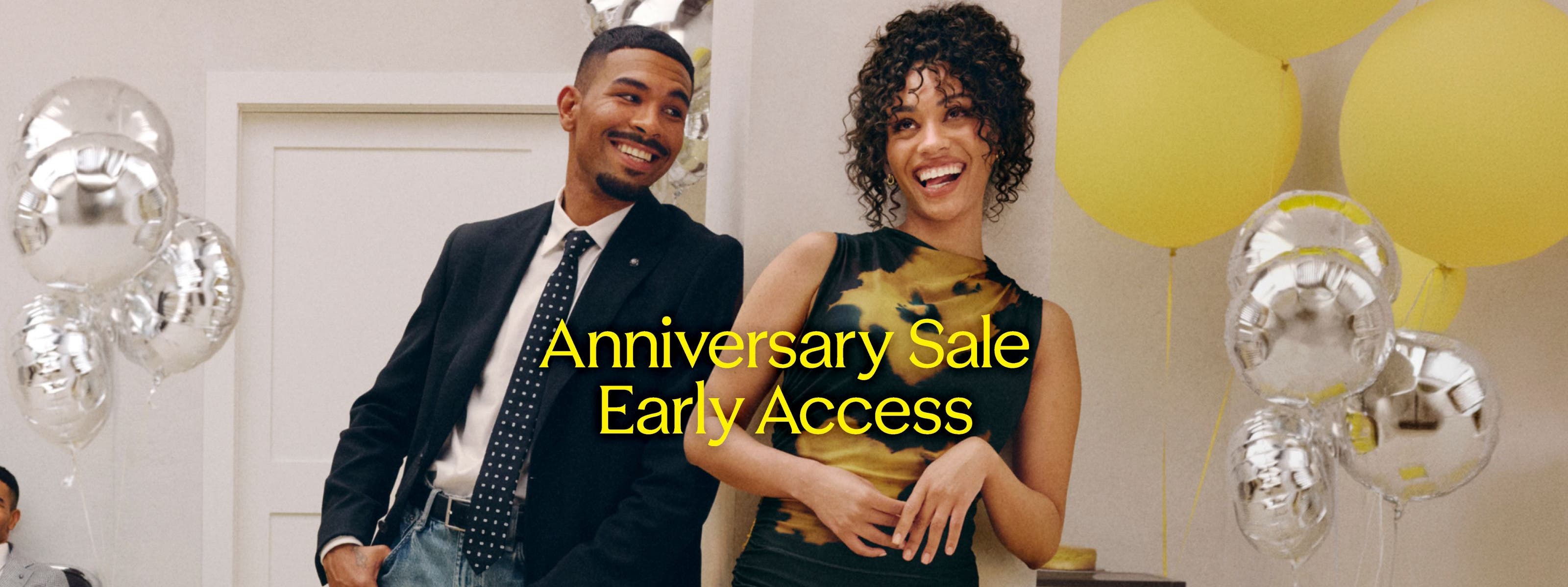 Anniversary Sale Early Access: A man and a woman at a party with balloons.