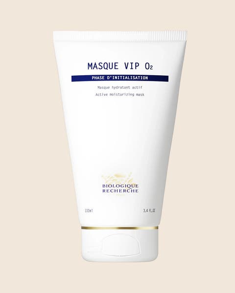 A Biologique Recherche Masque VIP O2 tube in white with gold lettering.