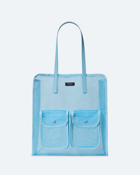 Blue translucent mesh Kate Spade tote.