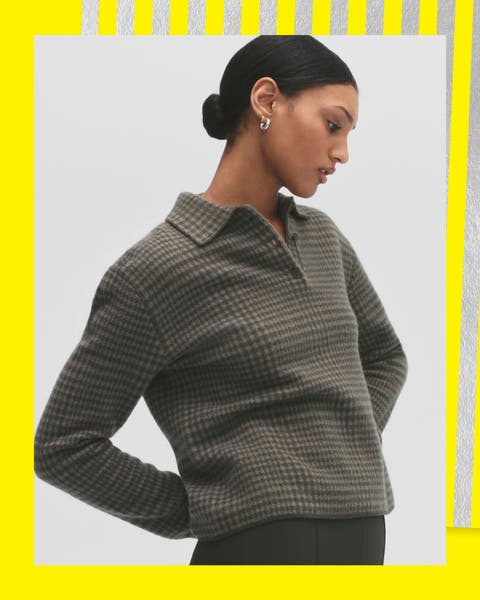 A woman wearing a plaid top.
