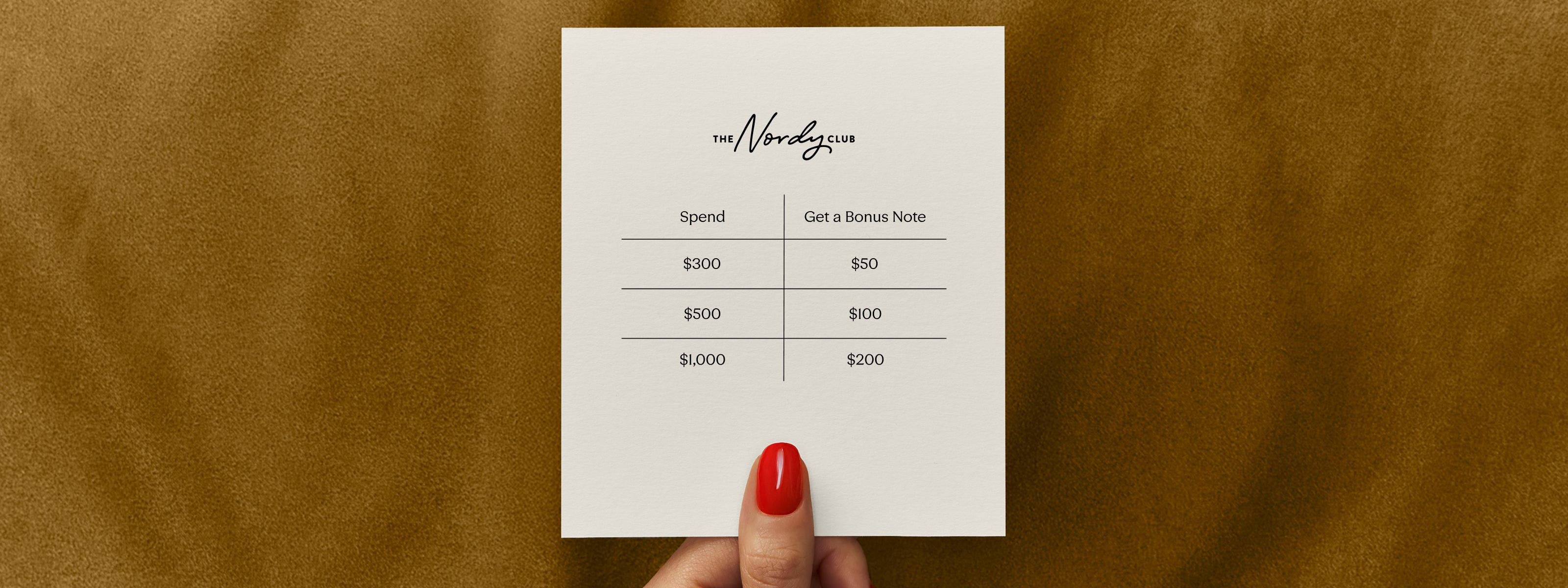 Spend $300, Get $50 in Bonus Notes. Spend $500, Get $100. Spend $1,000, Get $200.