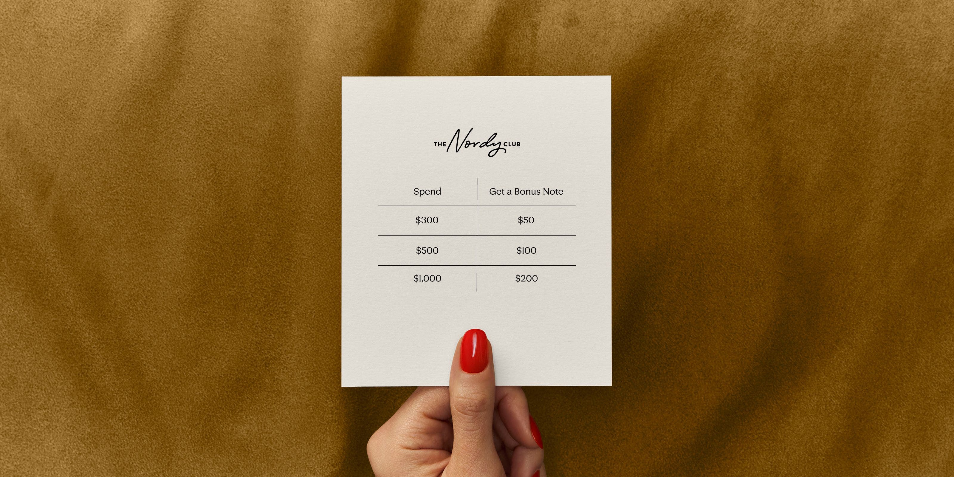 Spend $300, Get $50 in Bonus Notes. Spend $500, Get $100. Spend $1,000, Get $200.