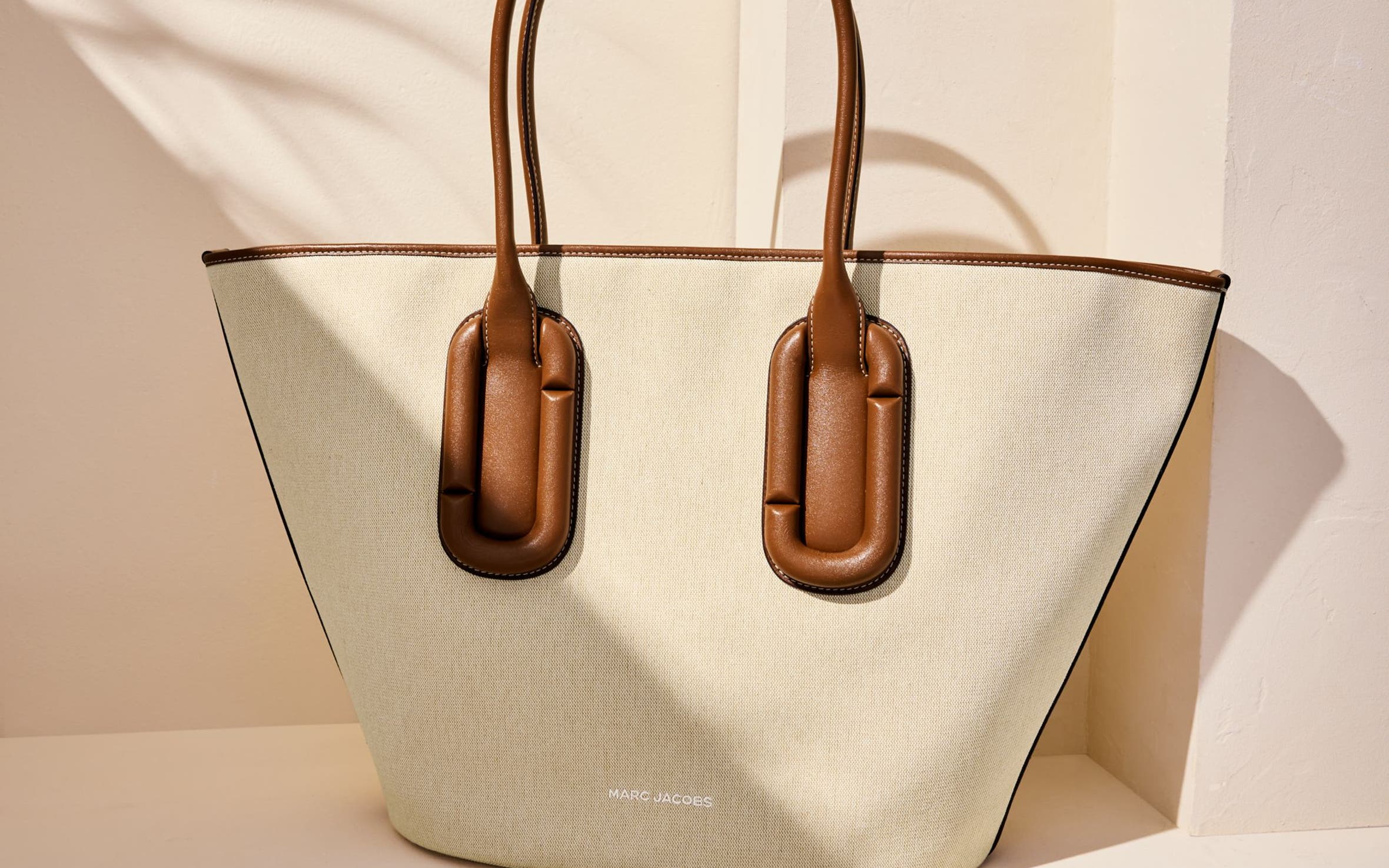 A tan tote bag.