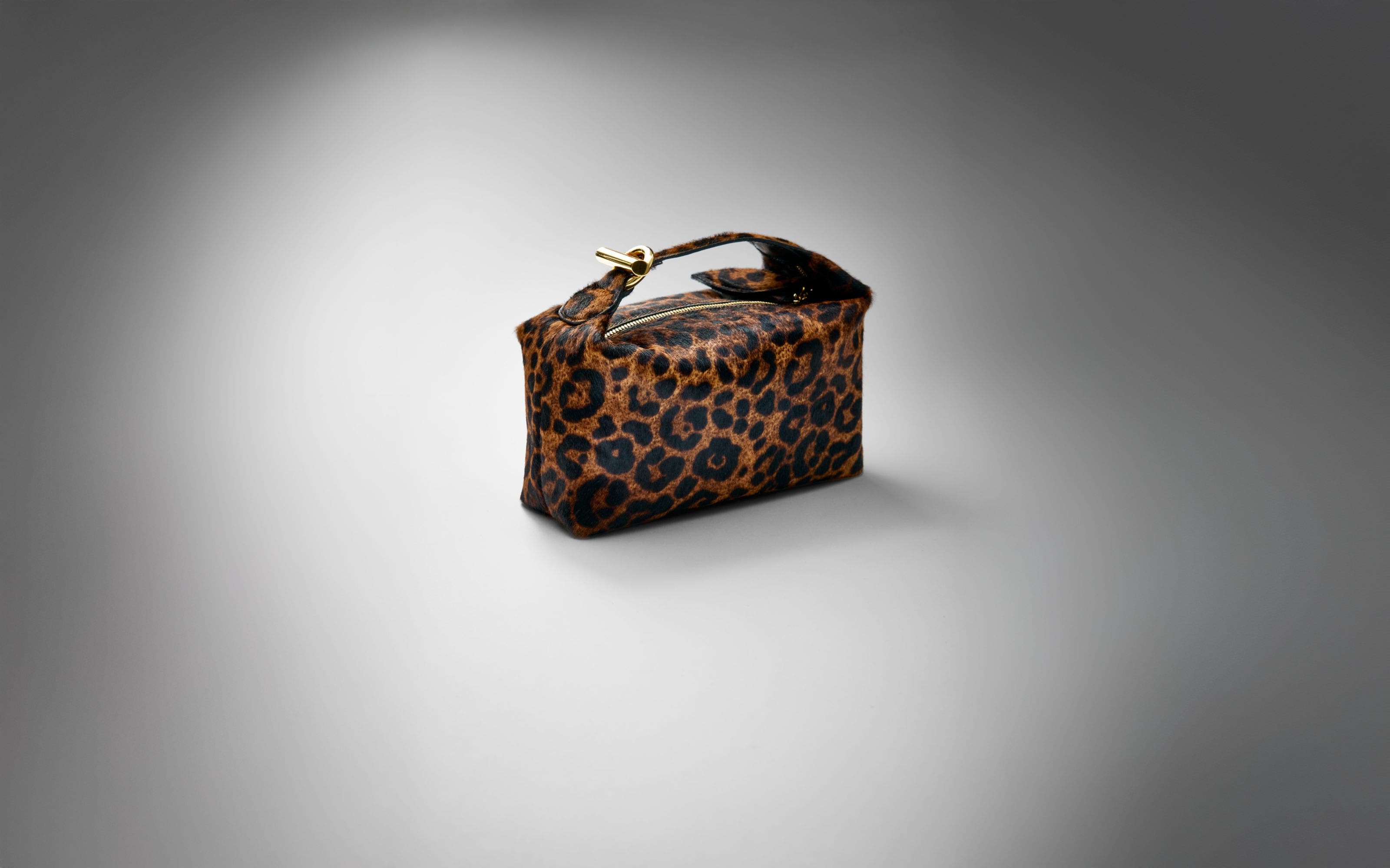 An animal-print handbag.