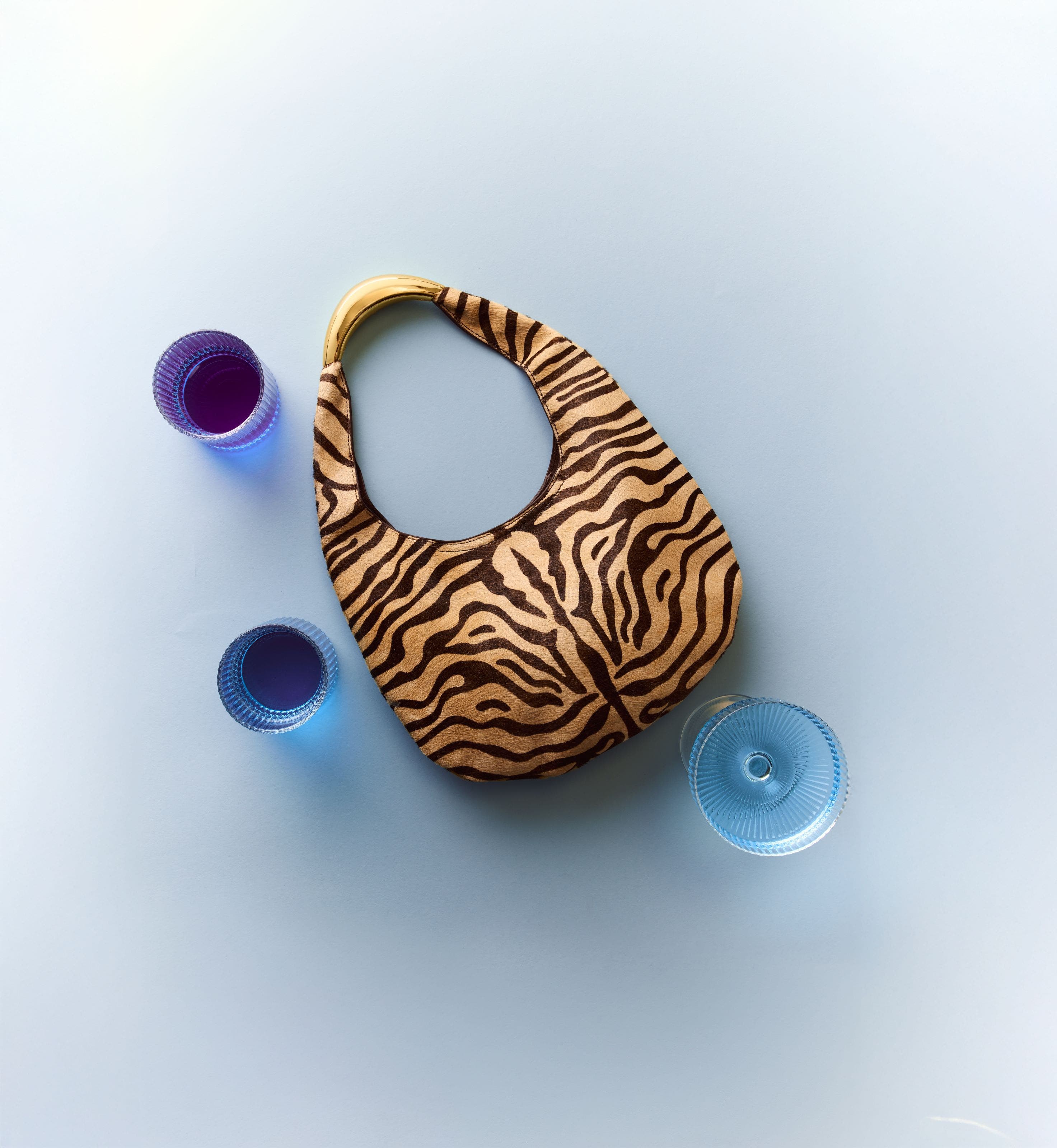 A ziger-print handbag.