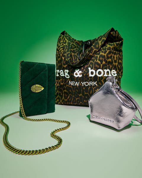 An assortment of handbags.