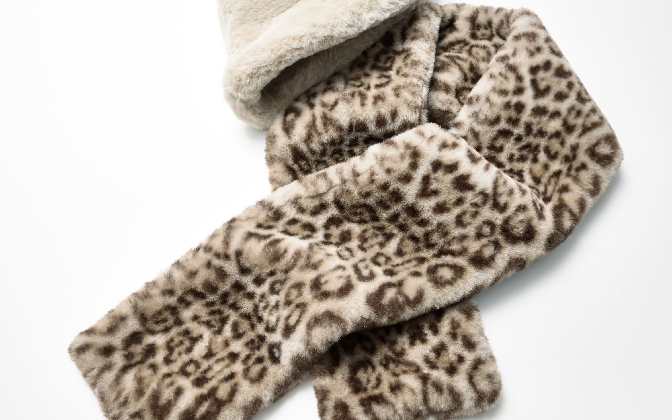 A fuzzy hat and scarf. 
