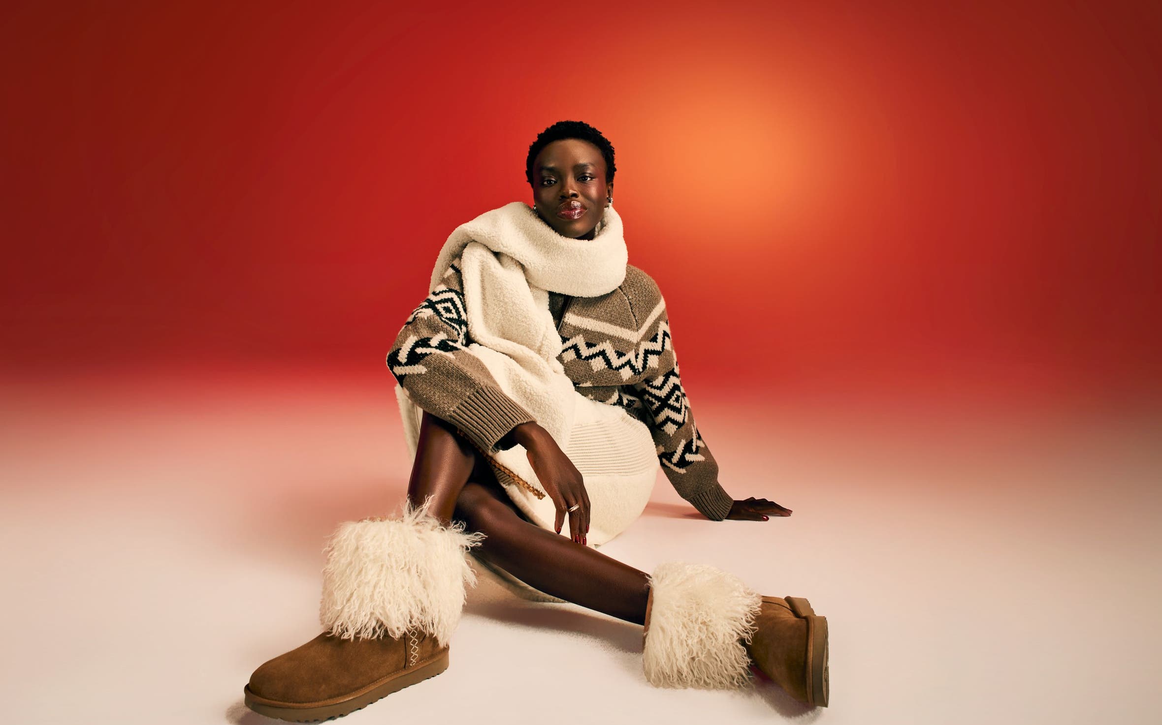 Woman wearing UGG boots.