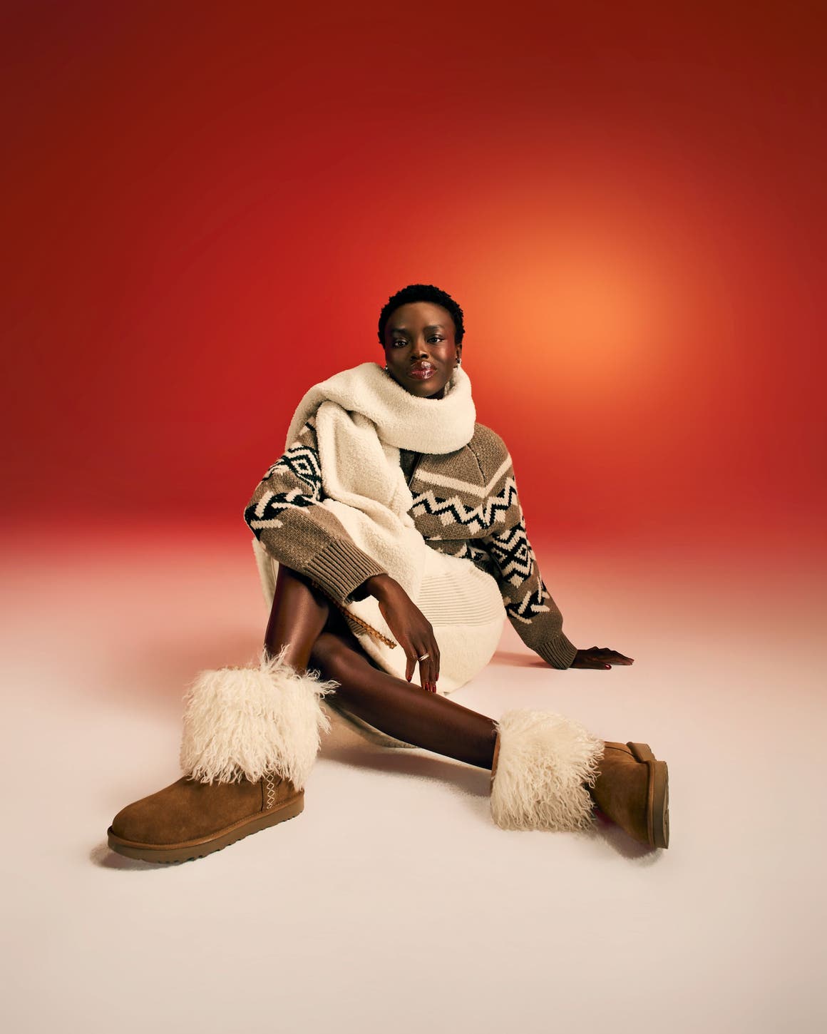 Woman wearing UGG boots.