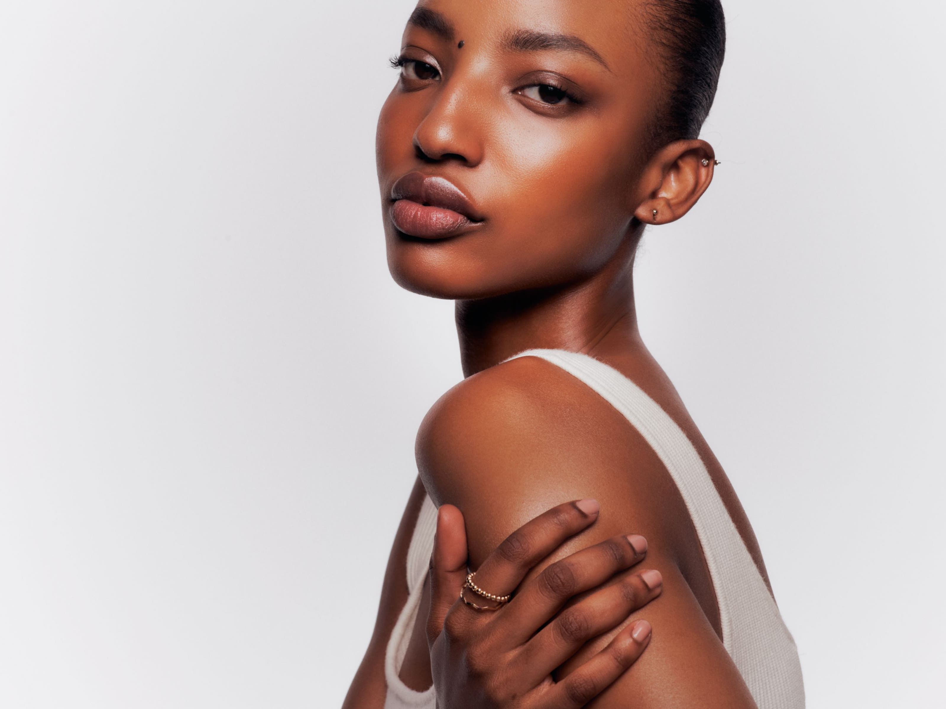 A woman with radiant skin.