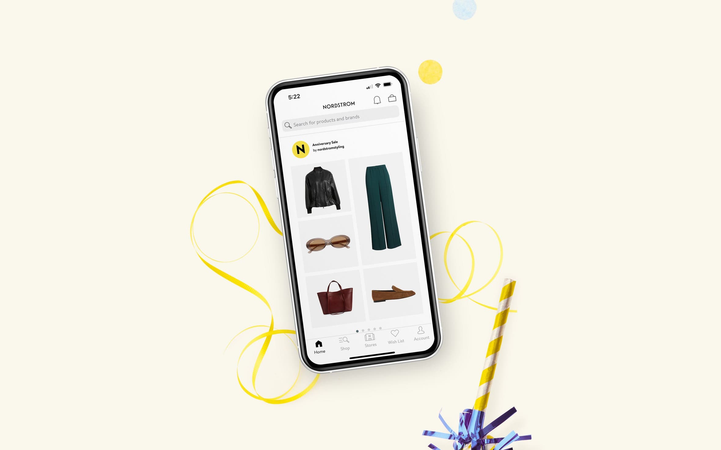 A smartphone showing the Nordstrom app.